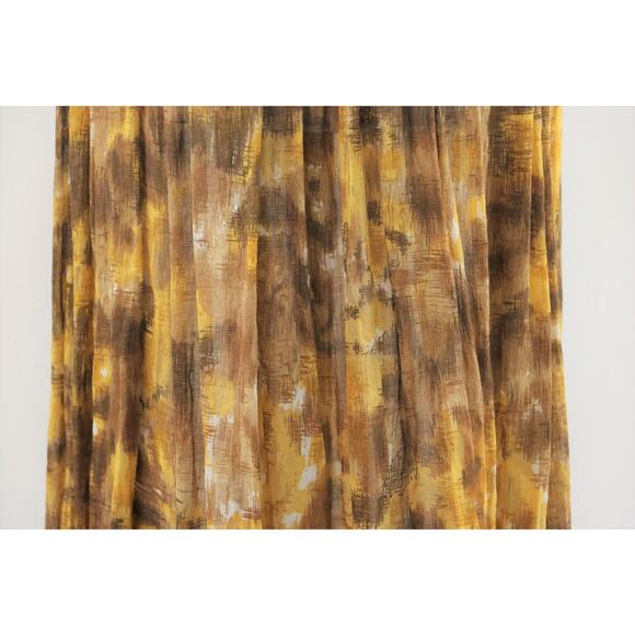 1960s Mustard Yellow and Brown Printed Cotton Day Dress Small - Picture 6 of 9